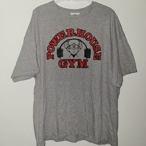 Vintage Powerhouse Gym T-Shirt Men's Size 2XL XXL Gray Red Made In USA